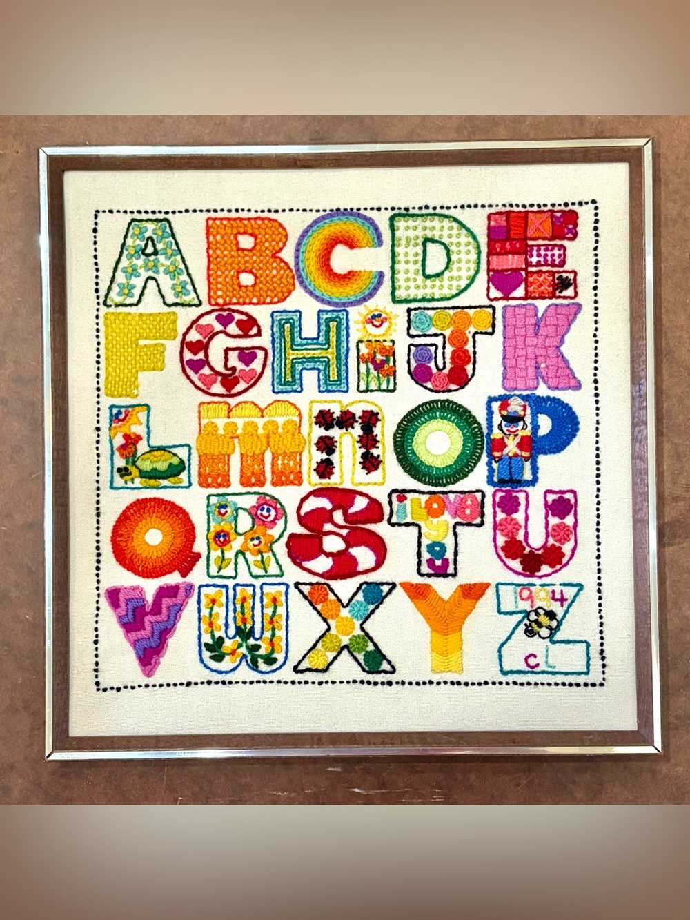 Vintage- Sunset Stitchery •My Alphabet Sampler• Crewel Embroidery